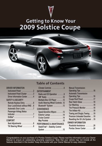 Getting to Know Your Solstice Coupe