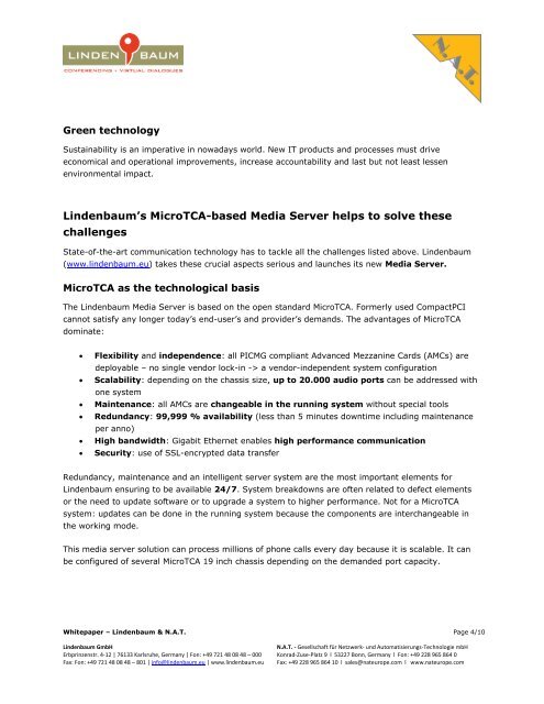 WHITEPAPER LINDENBAUM's HIGH-AVAILABLE  MEDIA ... - NAT