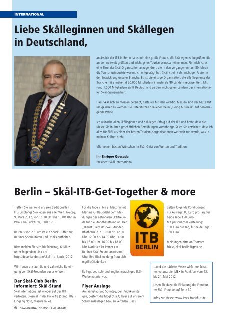 07. - 13. März 2012 ITB Berlin - Skål International Deutschland