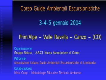 Corso Guide Ambientali Escursionistiche Prim'Alpe ... - Gruppo Natura