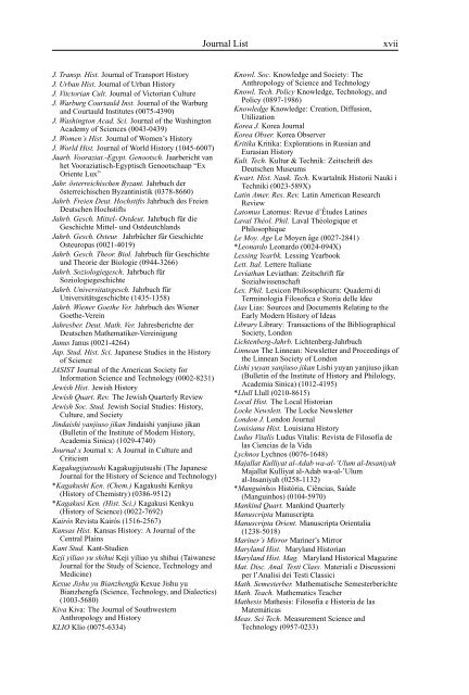 Isis Current Bibliography 2006, Vol. 97 - History of Science Society