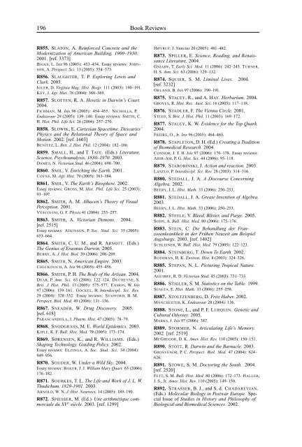 Isis Current Bibliography 2006, Vol. 97 - History of Science Society