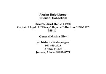 Bayers Collection, 1898-1967 General Marine Files - Alaska State ...