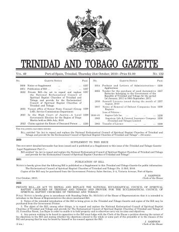 Gazette No. 132 of 2.. - Trinidad and Tobago Government News