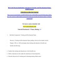 HCS 341 Week 4 Individual Assignment Training and Development Paper/Tutorialrank