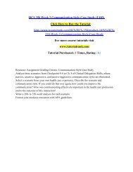 HCS 350 Week 2 Communication Style Case Study/Tutorialrank
