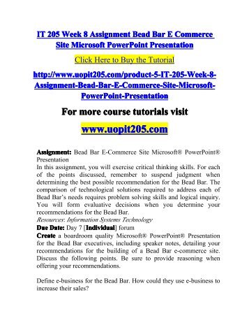 IT 205 Week 8 Assignment Bead Bar E Commerce Site Microsoft PowerPoint Presentation