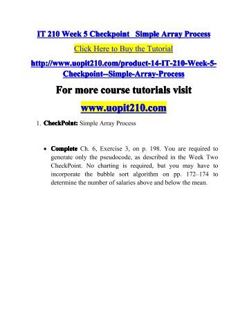 IT 210 Week 5 Checkpoint  Simple Array Process