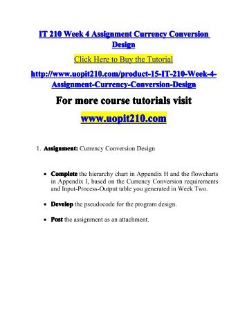 IT 210 Week 4 Assignment Currency Conversion Design