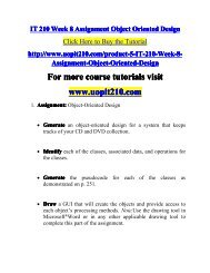 IT 210 Week 8 Assignment Object Oriented Design