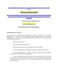 HCS 413 Week 4 Individual Assignment Management Interview Paper/Tutorialrank