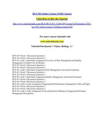 hcs 451 overview of risk management and quality management in health care worksheet For more course tutorials visit wwwhcs451com individual assignment: overview of risk management and quality management in health care worksheet. hcs 451 overview of risk management and quality management in health care worksheet For more course tutorials visit wwwhcs451com individual assignment: overview of risk management and quality management in health care worksheet.