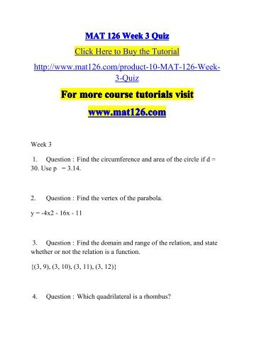 MAT 126 Week 3 Quiz