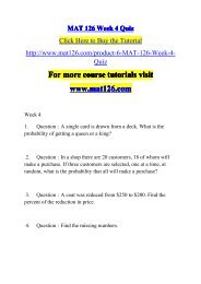 MAT 126 Week 4 Quiz