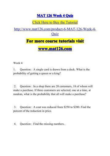 MAT 126 Week 4 Quiz