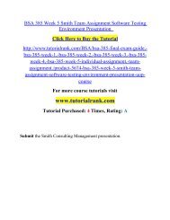 BSA 385 Week 5 Smith Team Assignment Software Testing Environment Presentation/TutorialRank