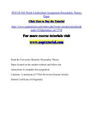 PSYCH 504 Week 6 Individual Assignment Personality Theory Paper