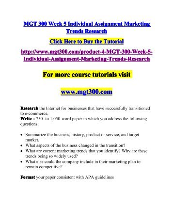 Marketing trends assignment