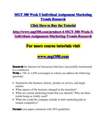 MGT 300 Week 5 Individual Assignment Marketing Trends Research