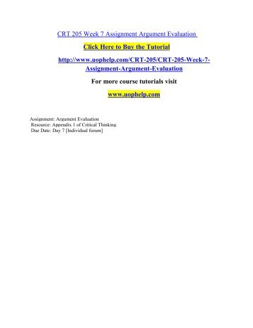 crt 205 week 7 assignment argument evaluation evaluation argument
