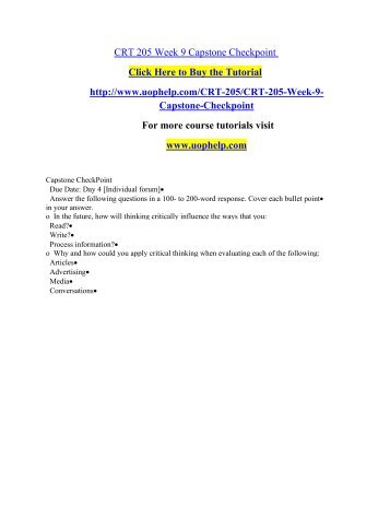 crt 205 influence of moral reasoning Phoenix crt 205 entire course crt 205 week 8 influence of moral reasoning crt 205 week 9 capstone dqs crt 205 week 9 quiz. crt 205 influence of moral reasoning Phoenix crt 205 entire course crt 205 week 8 influence of moral reasoning crt 205 week 9 capstone dqs crt 205 week 9 quiz.