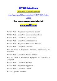 PSY 285 Entire Course