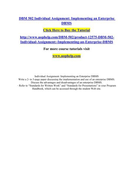 DBM 502 Individual Assignment Implementing an Enterprise DBMS.pdf