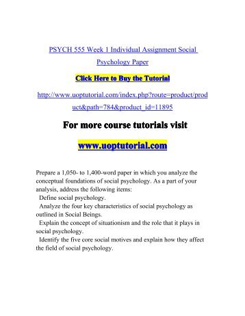 PSYCH 555 Week 1 Individual Assignment Social Psychology Paper