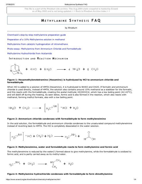 Methylamine Synthesis FAQ pdf Methylamine Synthesis FAQ pdf