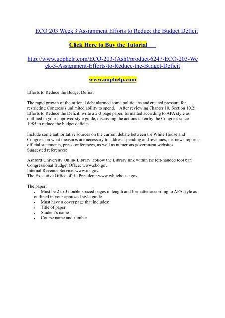 Eco 3 Week 3 Assignment Efforts To Reduce The Budget Deficit Pdf