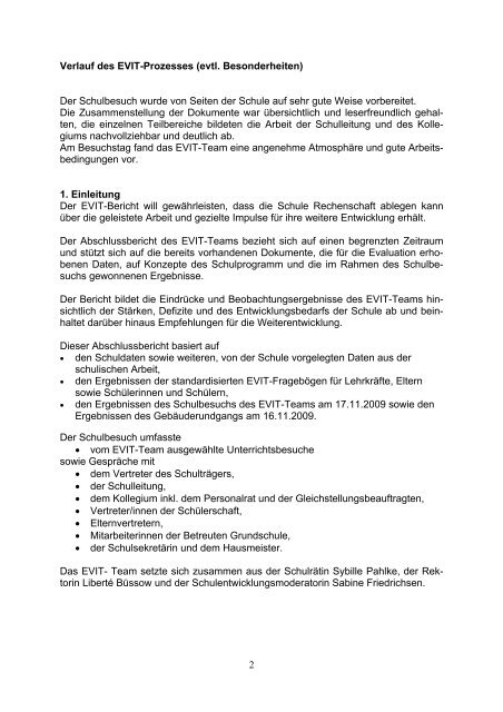 EVIT - Abschlussbericht 2009  - Schule - Grundschule Eidertal Molfsee