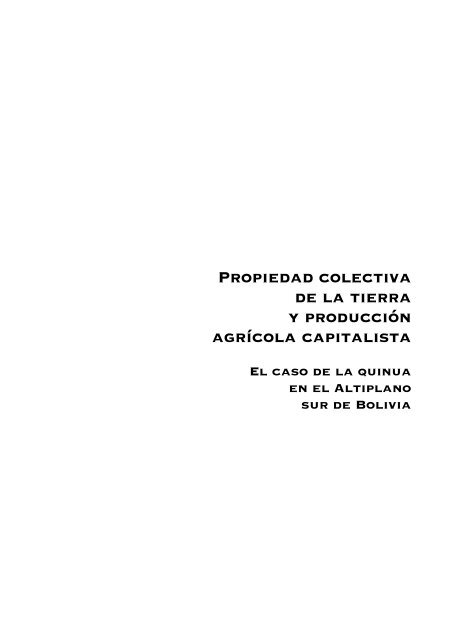 Propiedad colectiva de la tierra y producción agrícola capitalista