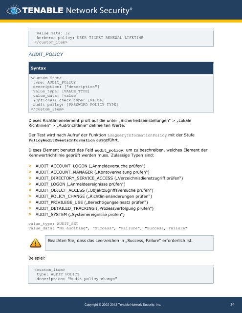 Nessus Compliance Reference