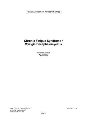 Chronic Fatigue Syndrome / Myalgic Encephalomyelitis