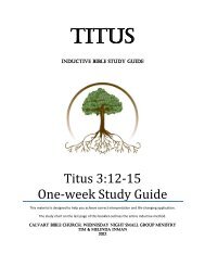 Titus 3:12-15 One-week Study Guide - Calvary Bible Church