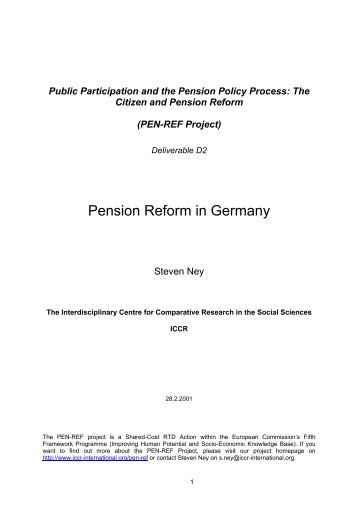 The Citizen and Pension Reform (PEN-REF Project) - the ICCR