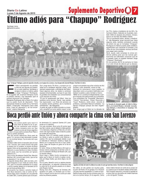 Suplemento Deportivo 03 de Agosto de 2015 