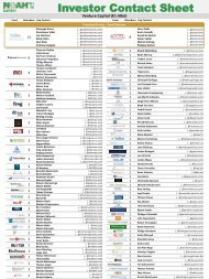 Investor Contact Sheet - NOAH Conference