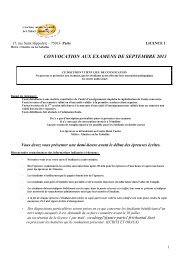 CONVOCATION AUX EXAMENS DE SEPTEMBRE 2013