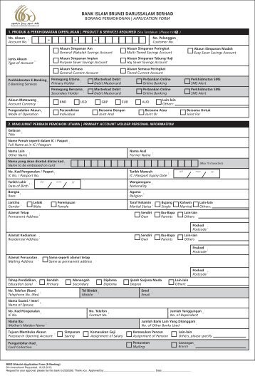 Wakalah E-Banking Application Form(06 - Bank Islam Brunei ...