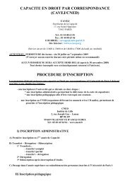 CAPACITE EN DROIT PAR CORRESPONDANCE (CAVEJ/CNED) PROCEDURE D’INSCRIPTION