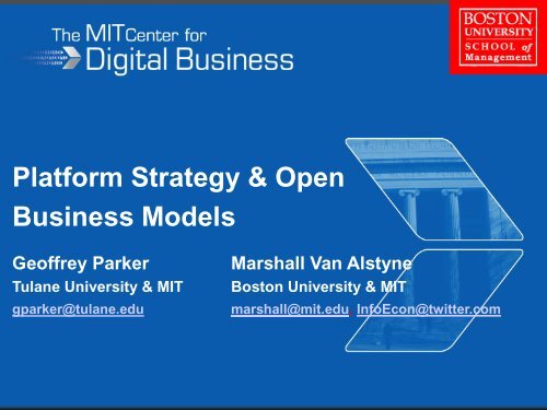 Platform Strategy & Open Business Models - MIT