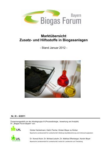Marktübersicht Zusatz- und Hilfsstoffe in Biogasanlagen