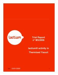 Trial Report n° M3/2006 lactium® activity in Thermised Yaourt