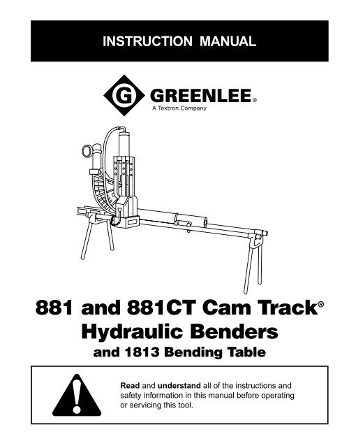 881 and 881CT Cam Track Hydraulic Benders