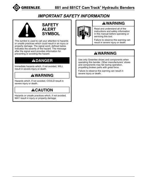 Greenlee Hydraulic Bender Chart