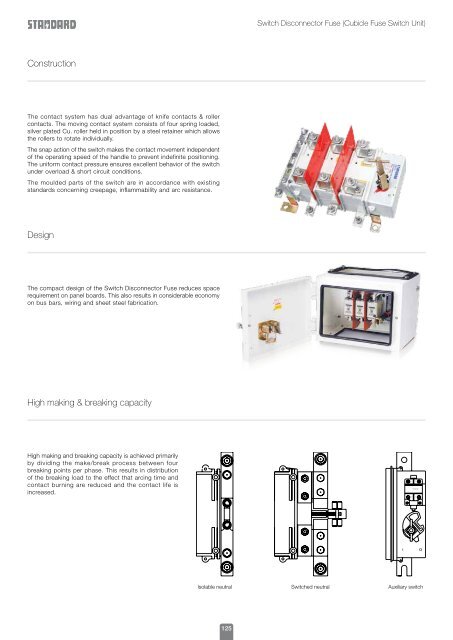 Features Range Specification Execution Isolator Switch Range