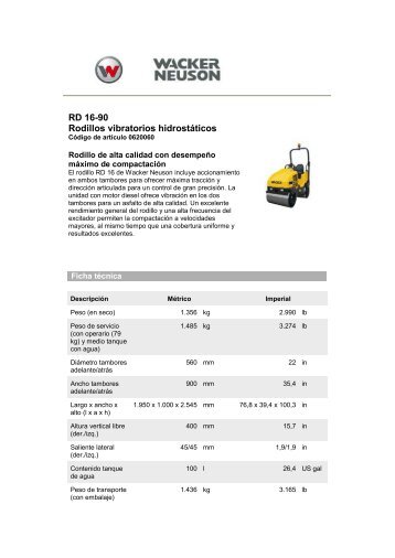 RD 16-90 Rodillos vibratorios hidrostáticos