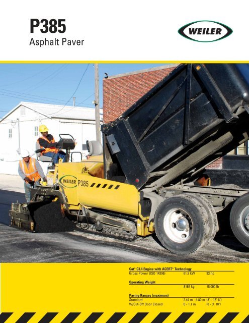 P385 Asphalt Paver Features - Weiler Products