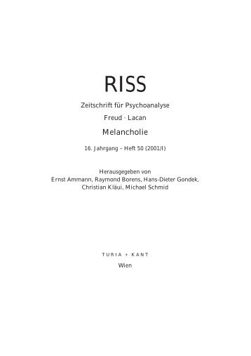 RISS Nr. 50 - Melancholie - Turia + Kant